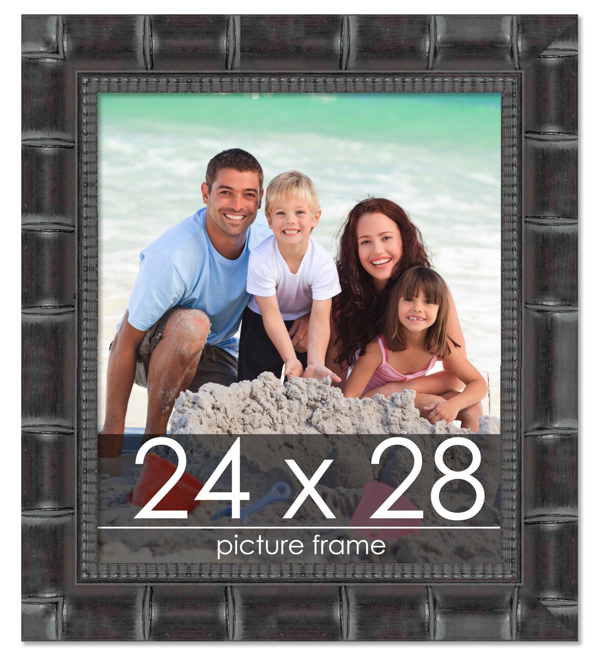 24x28 Wide Bamboo Picture Frame with UV-Resistant Acrylic & Acid Free Backing, Available in 4 Finishes - Brown, Black, Silver, and Natural